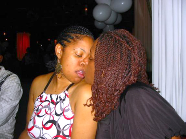 High School Porn Party - Young African American high school girls kissing in front of ...