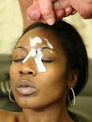 Ass slammed black whore is facialized