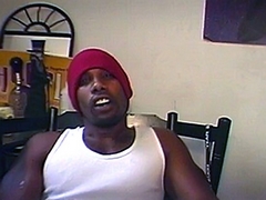 Star Boy is a hung ebony stud that loves having other guys watch him. He set up a camera at his house and filmed himself as he pulled his big dick out of his pants and started rubbing it.