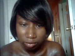 Naked Black Girl in front of webcam