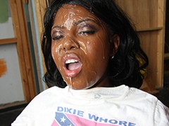 Hot Black Girl Gets Face Covered In Redneck Cum. Miss Simone