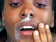 Beautiful ebony teen Lisa Young pussy pounded for facial cumshot