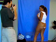 Shy ebony girl Kiki Hawian have her first photo session and her round butt immediately attracted the